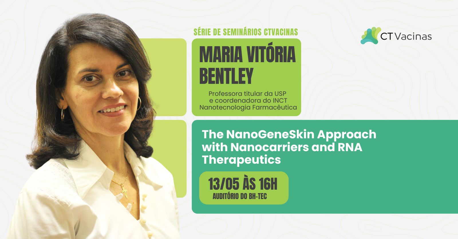 Imagem para anunciar a palestra de Maria Vitória Bentley